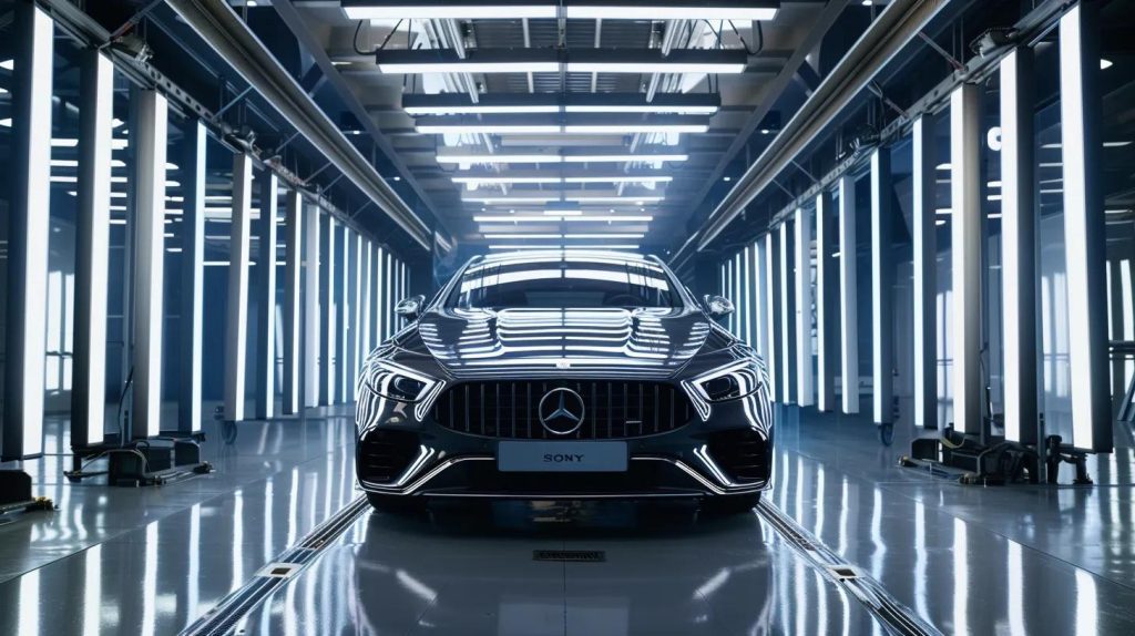 a gleaming, meticulously detailed luxury car is showcased in a modern urban garage, highlighting its flawless exterior finish and pristine interior through expertly applied protective coatings and polished surfaces, emphasising the transformative benefits of professional car detailing services.
