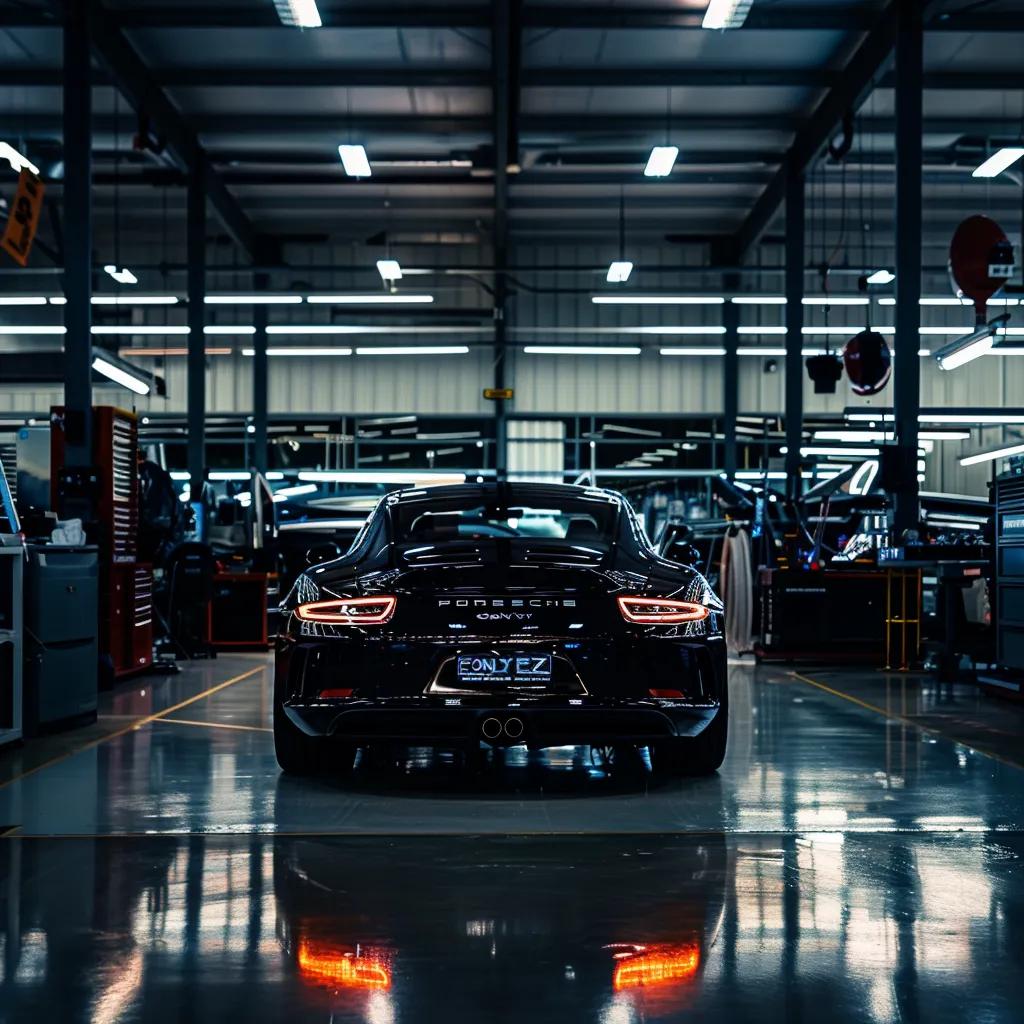 a sleek, polished car gleams under the bright lights of a modern automotive workshop in the northern beaches, showcasing its pristine paint protection finish against a backdrop of high-tech detailing equipment.
