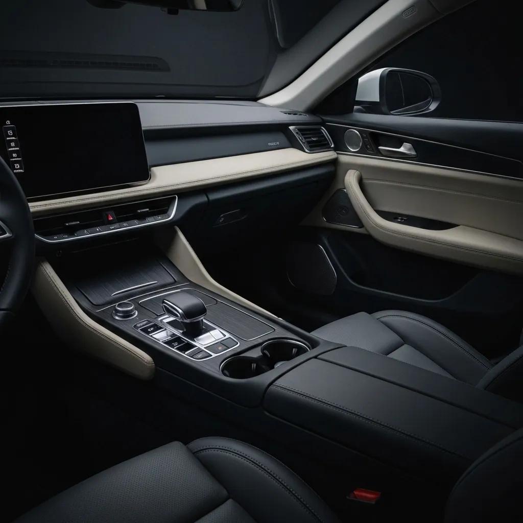 Immaculate car interior showcasing the results of expert detailing, featuring pristine leather seats and a gleaming dashboard