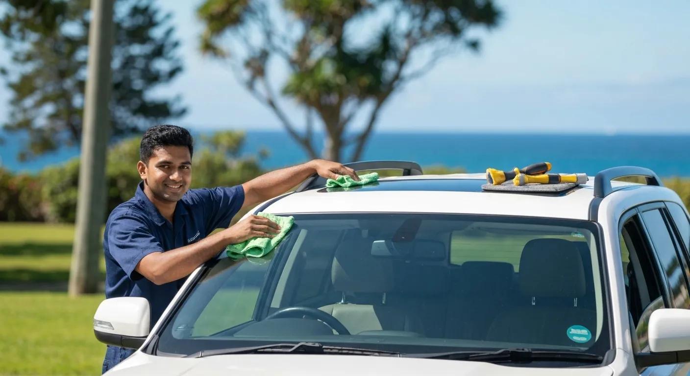 Mobile car detailing service in Northern Beaches, showcasing convenience and professional care at a customer's location